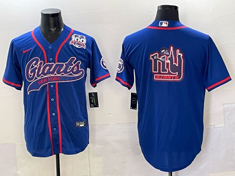 Men 2025 New York Giants Blank Blue Joint Name Nike Limited NFL Jersey style 06